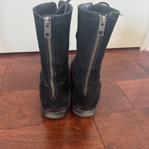 All Saints Black Suede Combat Boots - Picture 2 of 3